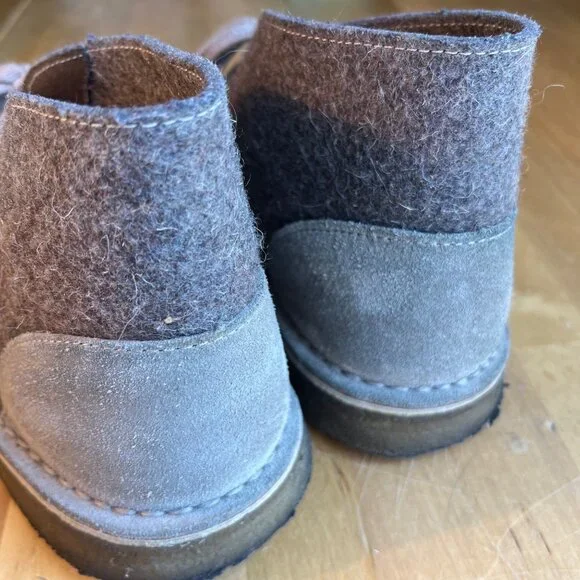 SIZE 10 Clarks Original Womens Gray Wool Felt Leather Desert Boots Crepe Soles - Picture 6 of 11